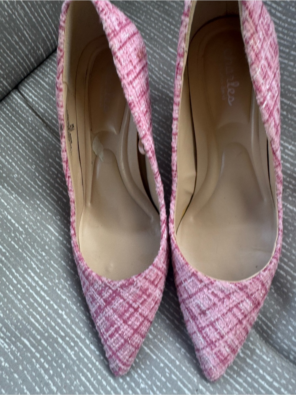 Charles David Sz 7 Pink Tweed Pointed-Toe Women's Pumps GUC😊😊